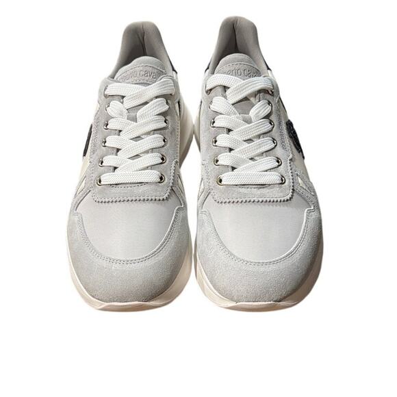 Roberto Cavalli Logo Leather Sneakers Size 42 US 11 New